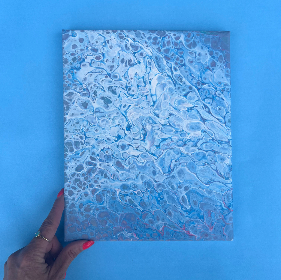 Oceanic Blues Acrylic Pour – Brush and Bubbles